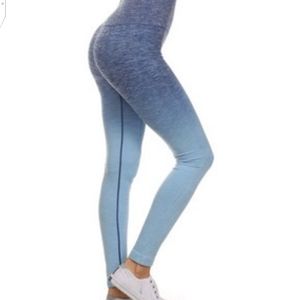 Yelete Women's L Dip Dye Ombre Activewear Leggings with High Waistband